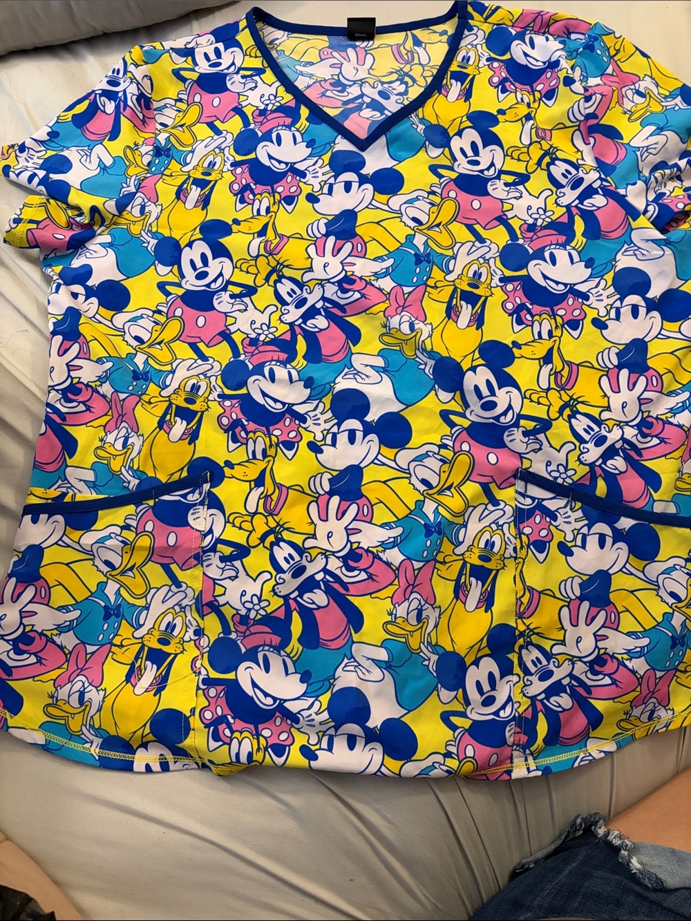 Disney Yellow, Blue & Pink Mickey & Friends V-Neck Hoodie Top